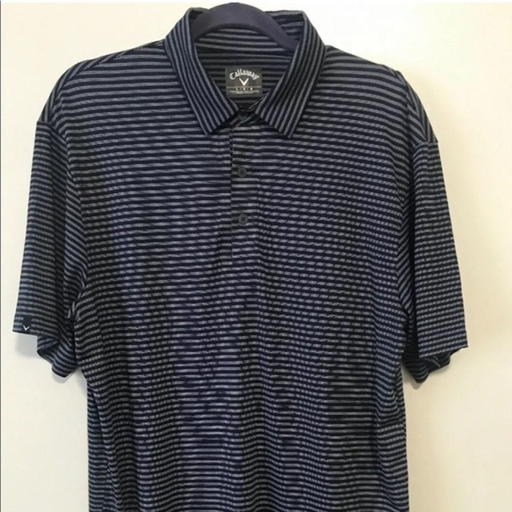 CALLAWAY‎ VGolf Polo Shirt Men L Blue/White Striped